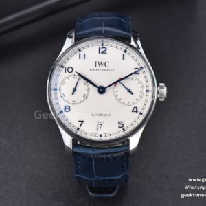 Portuguese Real PR IW500107 ZF 42mm quadrante bianco indice blu cinturino in pelle blu A51011