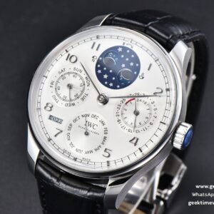 Portugieser Perpetual Calendar IW5033 42mm SS APSF White Dial Black Leather Strap A52610 Clone