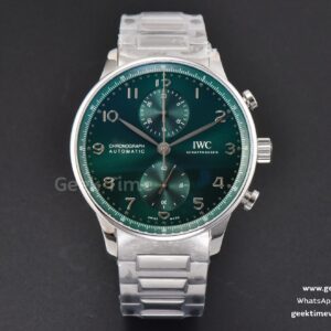 Portuguese Chrono IW3716 41mm RSF quadrante verde bracciale SS A7750