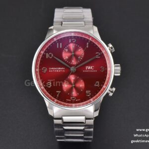 Portuguese Chrono IW3716 41mm RSF quadrante rosso bracciale SS A7750