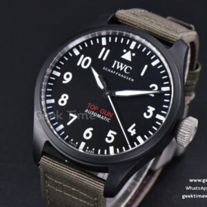 Top Gun IW326901 Ceramic 41mm M+F Black Dial Green Nylon Strap 9015