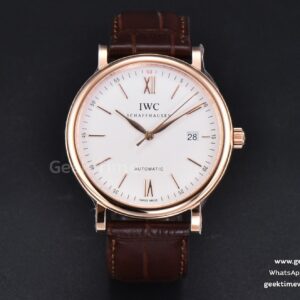 Portofino V7F 40mm RG quadrante bianco indice RG cinturino in pelle marrone A2892