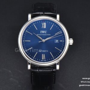Portofino V7F 40mm quadrante blu lancette argento cinturino in pelle nera A2892