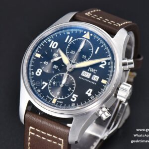 Pilot Chrono IW387903 ZF 41MM Black Dial Brown Leather Strap A7750