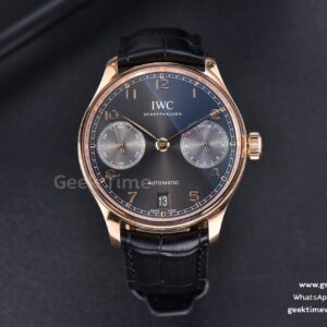 Portuguese Real PR IW500702 ZF 42mm RG quadrante grigio cinturino in pelle marrone A51011