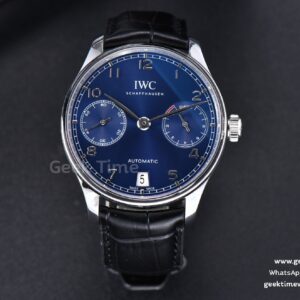 Portuguese Real PR IW500710 ZF 42mm quadrante blu cinturino in pelle nera A51011