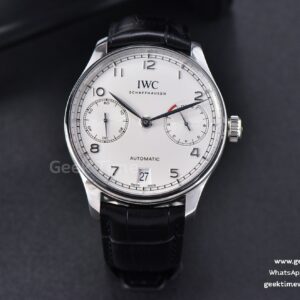Portuguese Real PR IW500104 ZF 42mm quadrante bianco cinturino in pelle nera A51011