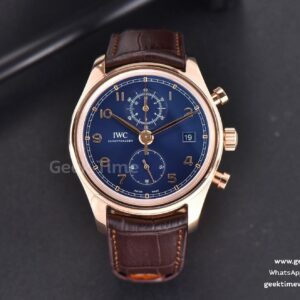Portuguese Chrono IW390305 ZF 42mm quadrante blu cinturino in pelle marrone A7750