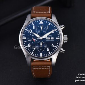 Pilot Chrono Spitfire IW377714 ZF 43mm cadran bleu bracelet cuir marron A7750