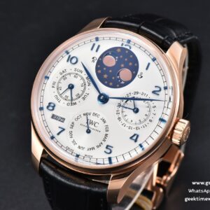 Portugieser Perpetual Calendar IW5033 42mm RG APSF White Dial Black Leather Strap A52610 Clone