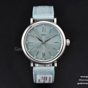 Portofino Automatic 34mm IW357416 diamants véritables cadran bleu glacier bracelet cuir bleu SW