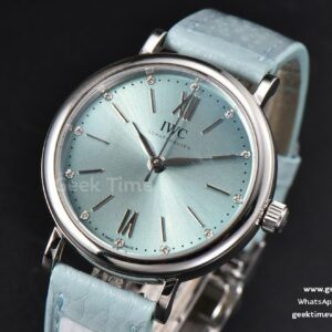 Portofino Automatic 34mm IW357416 Real Diamond Ice Blue Dial Blue Leather Strap SW