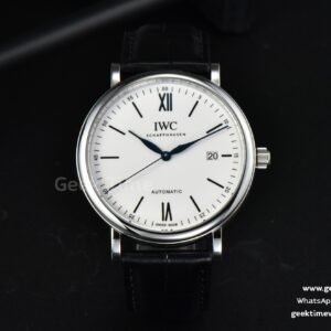 Portofino Automatic 40mm ZF quadrante bianco indice blu cinturino nero effetto coccodrillo A9019