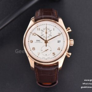 Portuguese Chrono IW390301 ZF 42mm quadrante bianco cinturino in pelle marrone A7750