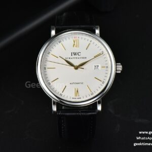 Portofino Automatic 40mm ZF quadrante bianco lancette YG cinturino nero effetto coccodrillo A9019