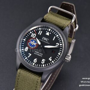 Mark XVIII Top Gun IW324712 ZF 41MM Black Ceramic Green Nylon Strap A32111