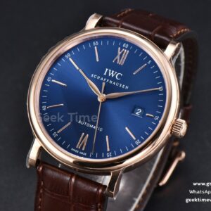 Portofino V7F 40MM RG Blue Dial RG Marker Brown Leather Strap A2892