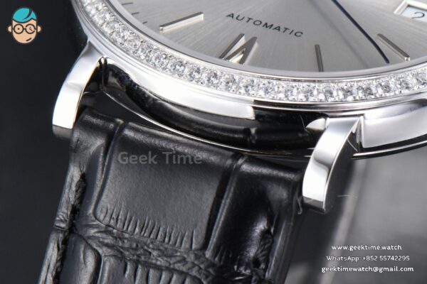 Portofino V7F 40MM Diamond Silver Dial Black Leather Strap A2892 - Image 8