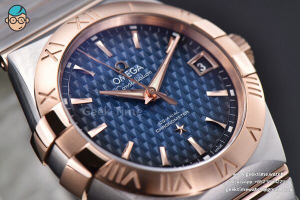 Constellation VSF 38MM RG/SS Blue Textured Dial RG/SS Bracelet A8500 - Image 8