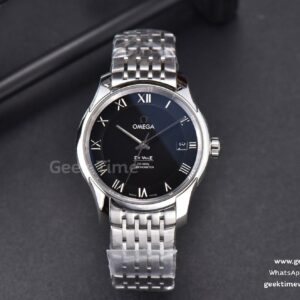 De Ville Hour Vision VSF 41mm Black Dial Stick Marker SS Bracelet A8500