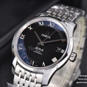 De Ville Hour Vision VSF 41MM Black Dial Stick Marker SS Bracelet A8500
