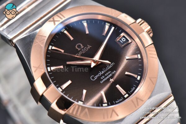 Constellation 38mm SS/RG VSF Brown Dial Stick Markers on SS/RG Bracelet A8500 Super Clone - Image 8