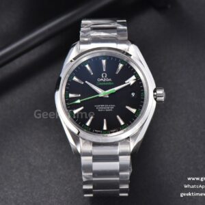 Aqua Terra 150M VSF 41mm esfera negra aguja verde brazalete SS A8500