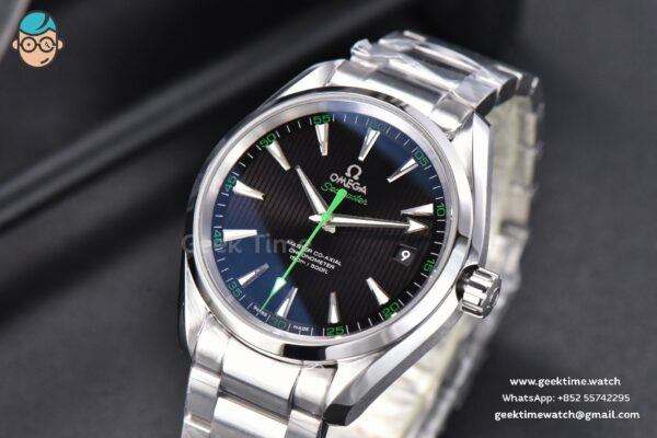 Aqua Terra 150M VSF 41MM Black Dial Green Hand SS Bracelet A8500