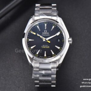 Aqua Terra 150M VSF 41mm esfera negra texturizada brazalete SS Bumble Bee A8500