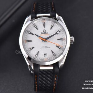Aqua Terra 150M Seamaster VSF 41mm esfera blanca agujas naranjas correa de caucho negra A8900
