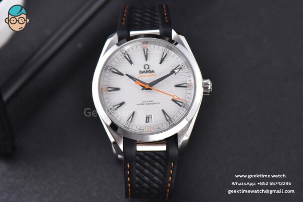 Aqua Terra 150M SeaMaster VSF 41MM White Dial Orange Hands Black Rubber Strap A8900 - Image 2