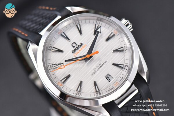 Aqua Terra 150M SeaMaster VSF 41MM White Dial Orange Hands Black Rubber Strap A8900 - Image 7