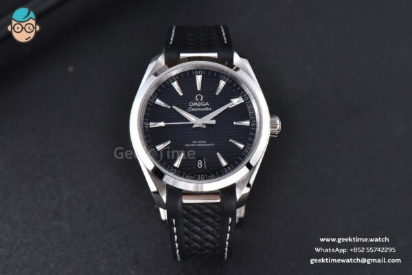 Aqua Terra 150M SeaMaster VSF 41MM Black Dial Silver Hands Black Rubber Strap A8900 - Image 2