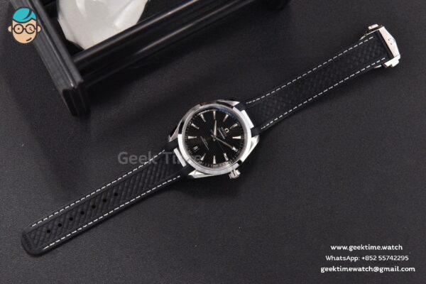 Aqua Terra 150M SeaMaster VSF 41MM Black Dial Silver Hands Black Rubber Strap A8900 - Image 3