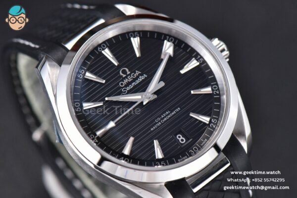 Aqua Terra 150M SeaMaster VSF 41MM Black Dial Silver Hands Black Rubber Strap A8900 - Image 8