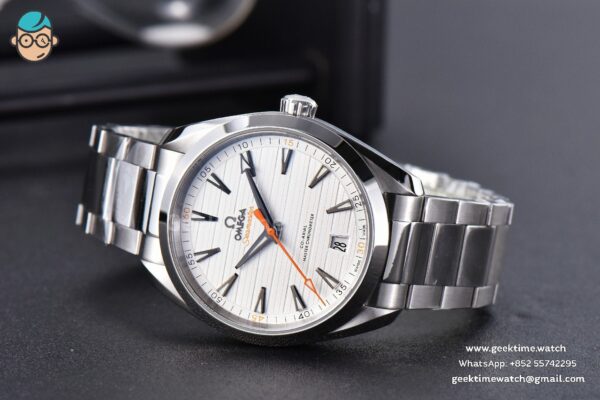Aqua Terra 150M VSF 41MM White Dial Orange Hand Silver Markers SS Bracelet A8900 - Image 11