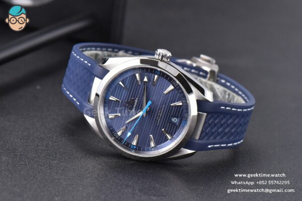 Aqua Terra 150M Master Chronometers VSF 41MM Dark Blue Dial Blue Hand Rubber Strap A8900 - Image 11