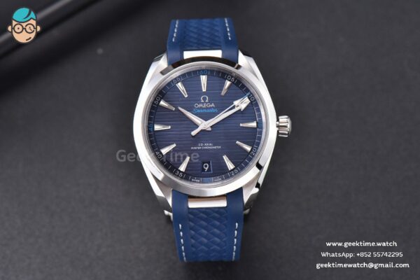 Aqua Terra 150M Seamaster VSF 41MM Blue Dial Silver Hands Blue Rubber Strap A8900 - Image 2