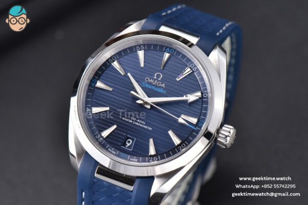 Aqua Terra 150M Seamaster VSF 41MM Blue Dial Silver Hands Blue Rubber Strap A8900
