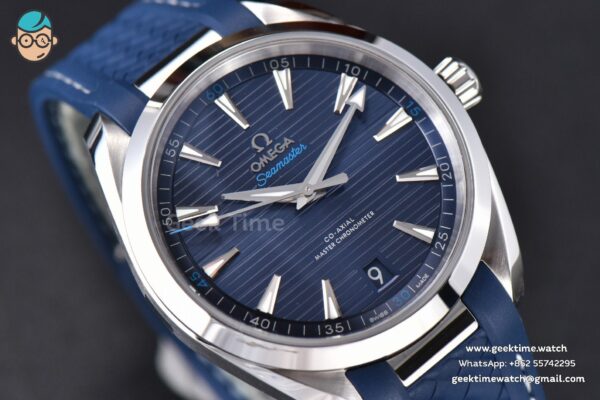 Aqua Terra 150M Seamaster VSF 41MM Blue Dial Silver Hands Blue Rubber Strap A8900 - Image 7