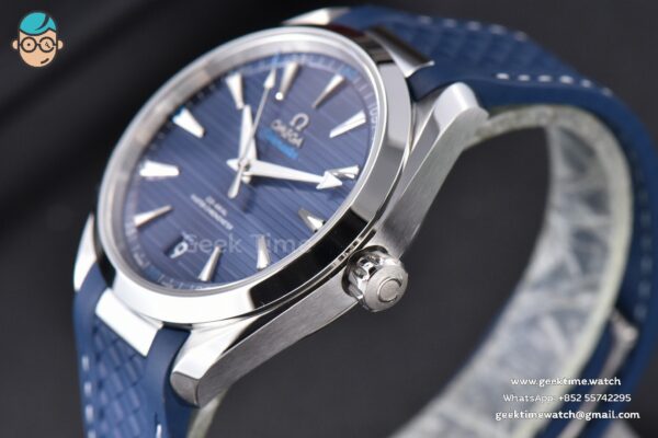 Aqua Terra 150M Seamaster VSF 41MM Blue Dial Silver Hands Blue Rubber Strap A8900 - Image 8