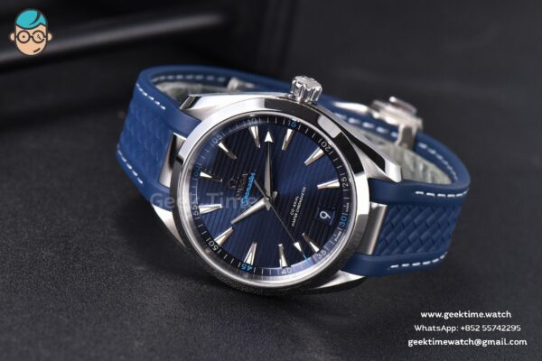 Aqua Terra 150M Seamaster VSF 41MM Blue Dial Silver Hands Blue Rubber Strap A8900 - Image 10