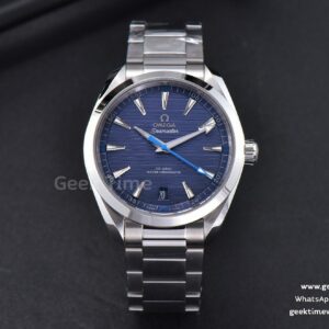 Aqua Terra 150M VSF 41mm esfera azul claro aguja azul índices plateados brazalete SS A8900