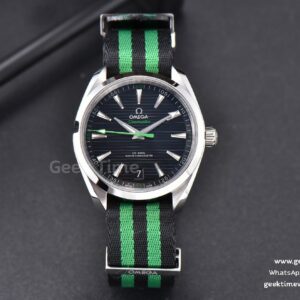 Aqua Terra 150M Master Chronometers VSF 41mm esfera negra aguja verde correa de nailon A8900