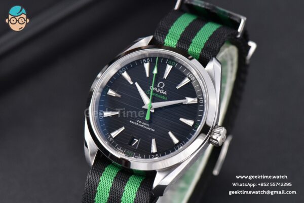 Aqua Terra 150M Master Chronometers VSF 41MM Black Dial Green Hand Nylon Strap A8900