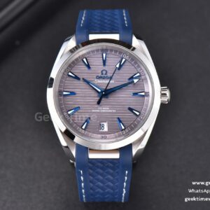 Aqua Terra 150M Seamaster VSF 41mm esfera gris agujas azules correa de caucho azul A8900