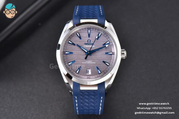Aqua Terra 150M Seamaster VSF 41MM Gray Dial Blue Hands Blue Rubber Strap A8900 - Image 2