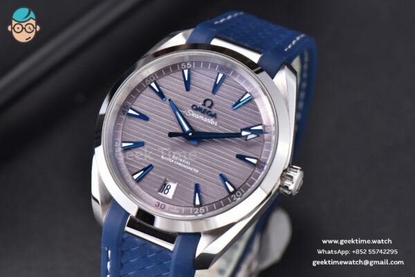 Aqua Terra 150M Seamaster VSF 41MM Gray Dial Blue Hands Blue Rubber Strap A8900