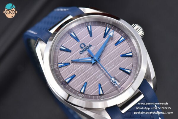 Aqua Terra 150M Seamaster VSF 41MM Gray Dial Blue Hands Blue Rubber Strap A8900 - Image 7