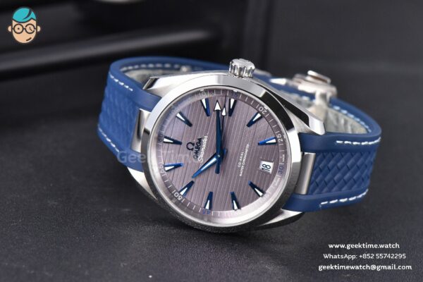 Aqua Terra 150M Seamaster VSF 41MM Gray Dial Blue Hands Blue Rubber Strap A8900 - Image 10